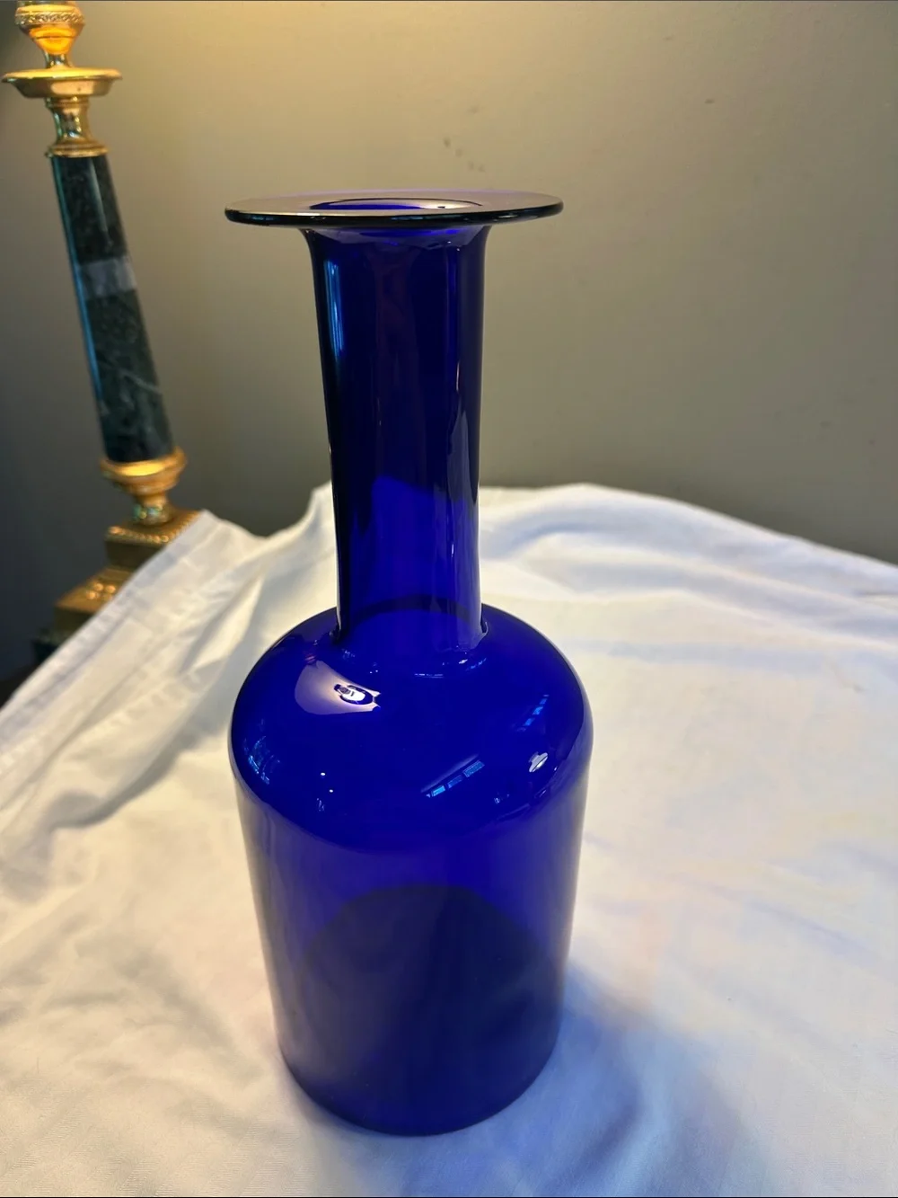 Vintage MCM Kastrup Holmegaard Cobalt Blue Glass Vase - Decorative Home Accent